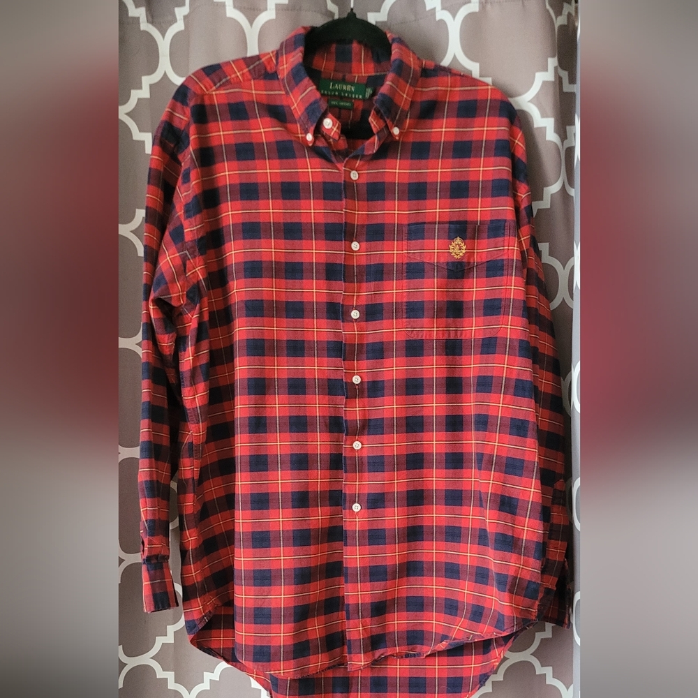 Lauren Ralph Lauren Red and Navy Plaid Men's Shirt